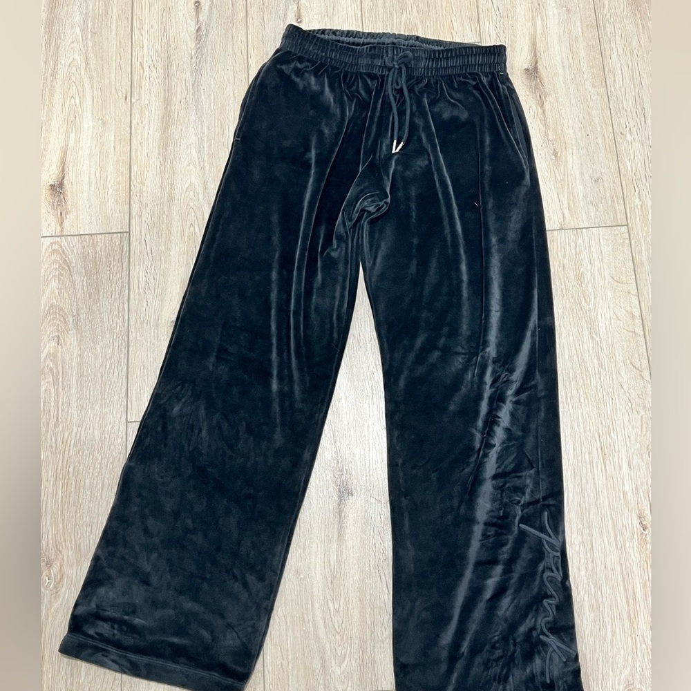 Pink brand/ Victoria Secret Black flare velour joggers with drawstring waist